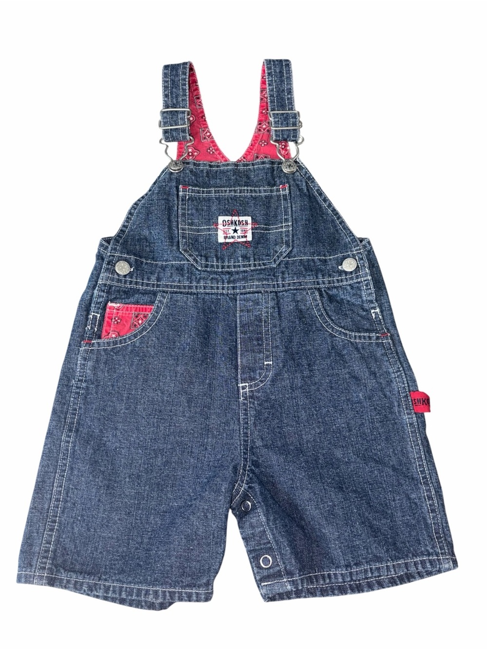 Vintage Y2K OshKosh B'gosh Denim Overalls Red Bandana 18m Western Americana